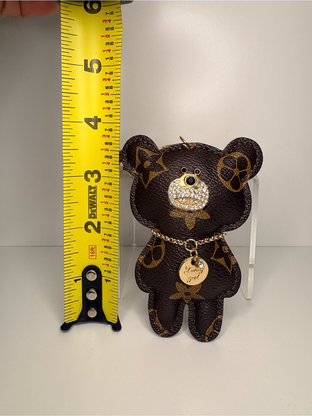 Monogram Brown Teddy Keychain or  Bag Charm - Picture 5 of 5